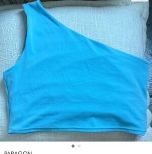 PARAGON Sky Blue One-Shoulder Crop Top